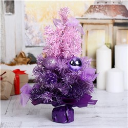 Искусственная ёлка настольная «Зимнее волшебство. Двойная», 30 см, с шарами, ветки ПВХ отгибаются, фиолетовая