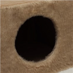 Комплекс для кошек с когтеточкой, с домиком и 2 полками, 37×37×120 см, бежевый