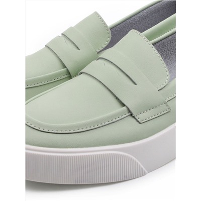 03-YD122-4 LT. GREEN Лоферы женские (натуральная кожа)