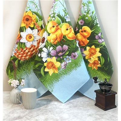 Набор полотенец  вафельных - 50х60 см( 3 шт) ПВ-29472 вид 1