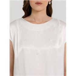 Блузка молочного цвета с бусинами по переду