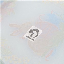 Подставка для яиц Доляна «Праздничный кролик», 37×24.5 см, 8 ячеек, под кулич d=20 см, стекло, голубая