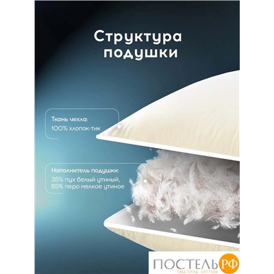 MEDSLEEP МУЛАРД S Подушка 70х70, 1пр., хлопок-тик/пух-перо, 1300г