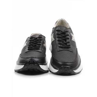 03-C129-1 BLACK Кроссовки женские (натуральная кожа)