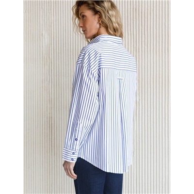 Блузка свободного силуэта в полоску из эластичного хлопка