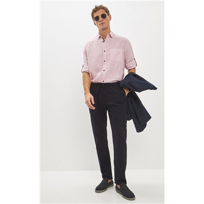 Рубашка д/р лен P411-0489 red