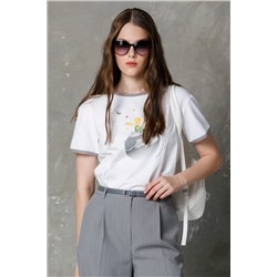 Футболка оверсайз белая с принтом