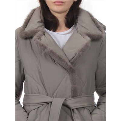 309 GRAY Пальто зимнее стеганое женское (200 гр. холлофайбер, натуральная норка)