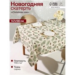 Скатерть новогодняя «Этель» Christmas tree, 147×180±3 см, 100% хлопок, саржа 190 г/м²