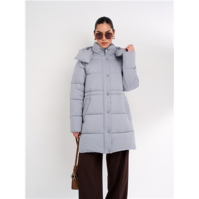 Пуховик женский серо-голубой