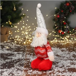 Игрушка мягкая «Дед Мороз в блестящем костюме» 35×16 см, красно-белый