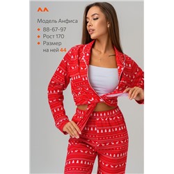 Женская новогодняя пижама с брюками и рубашкой Happyfox