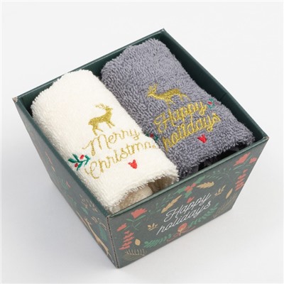 Набор полотенец Merry christmas, 30×60 см - 2 шт., 100% хлопок, 340 г/м²