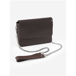 Ручка для сумки, с плоскими цепочками и карабинами, 120×3 см, цвет коричневый, серебряный