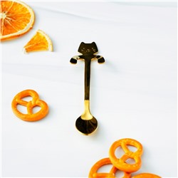 Ложка чайная из нержавеющей стали Magistro «Котик», длина 11.5 см, цвет золотой