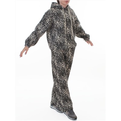 870-8 MILK/LEOPARD Костюм спортивный зимний женский (95% хлопок, 5% полиэстер)