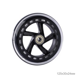 Колесо PU для самоката, обод пластиковый 125/30/24 мм с 2 подшипниками ABEC-7/SK-125-B/уп 120/ черное