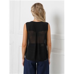 Блузка чёрная с воланами и съёмным бантом