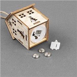 Ёлочная игрушка «Домик с ёлкой», от батареек, свечение тёплое белое