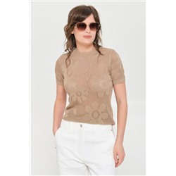 Джемпер вязаный бежевый с короткими рукавами