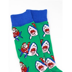 Носки НГ р.40-45 Санта на Акуле