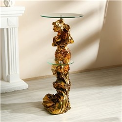 Столик журнальный декоративный «Дельфин и русалка», под золото, 48×48×104 см