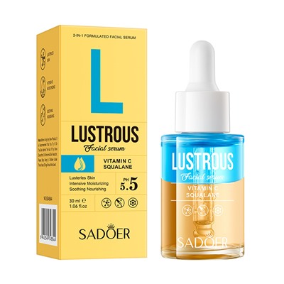 Двухкомпонентная сыворотка  для лица Sadoer LUSTROUS,VITAMIN C, SQUALANE,30ml