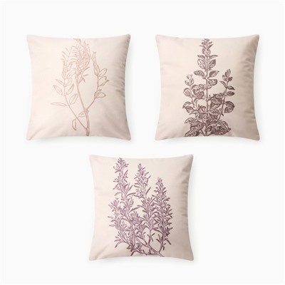 Наволочки декоративные набор 3 шт. «Этель» Botanic, 40×40 см, велюр