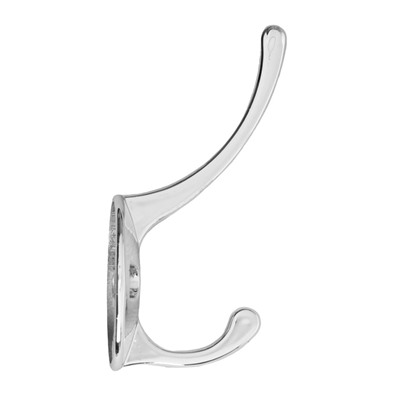 Крючок мебельный ТУНДРА TKd=002 LIGHT, двухрожковый, хром, 4 шт. TMP
