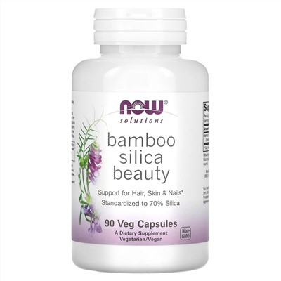 NOW Foods, Solutions, Bamboo Silica Beauty, 760 мг, 90 растительных капсул (380 мг на капсулу)