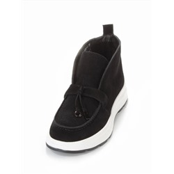 01-5281-5 BLACK Ботинки демисезонные женские (натуральная замша, байка)