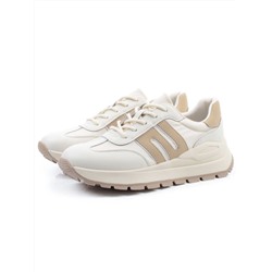 03-WG040-2M MILK/BEIGE Кроссовки демисезонные женские (натуральная кожа)