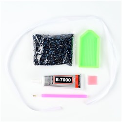 Алмазная мозаика на фигурке с полным заполнением «Мишка стразами», синий