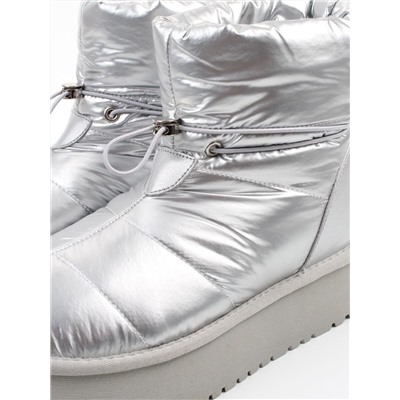 04-WA003-2M GREY/SILVER Ботинки зимние женские (натуральная кожа, курточная ткань, 100% шерсть)