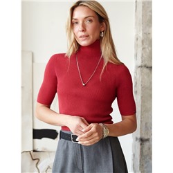 Водолазка тонкой вязки в рубчик из хлопка с нейлоном