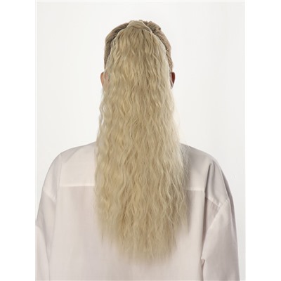 Хвост накладной, волнистый волос, на резинке, 60 см, 100 г, холодный блонд(#SHT88 В)