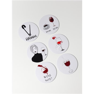 Зеркало карманное WINE NOT, d=7.5 см, рисунок МИКС