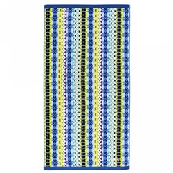 "Missoni-3005" Полотенце махровое 70х140см, плотность 375гр/м2, 100% хлопок, велюр, синий, Bolangde (Китай)