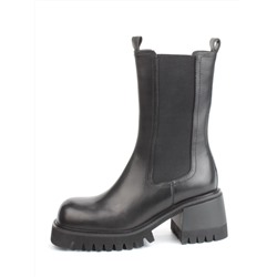 01-GZ6115-X81 BLACK Ботильоны демисезонные женские (натуральная кожа, байка)