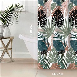 Штора для ванной водоотталкивающая Этель «Tropic», 145×180 см, ткань оксфорд, 210гр/м2