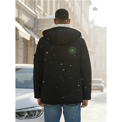 Парка мужская зимняя удлиненная с мехом черного цвета 8757Ch