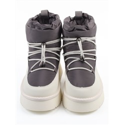 04-WF029-4M DK. GRAY/MILK Ботинки зимние женские (натуральная кожа, курточная ткань, 100% шерсть)