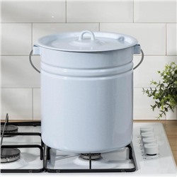 Ведро эмалированное, 12 л, цельнотянутое, с крышкой, голубое