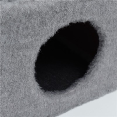 Дом для кошек с когтеточкой, с лежаком, круглый, 35×35×70 см, серый
