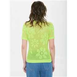 Джемпер вязаный лимонного цвета с короткими рукавами