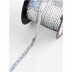 Пайетки на нити, голография, 6 мм, 91±1 м, цвет серебряный