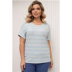 Блузка трикотажная голубая с принтом Селеста №15