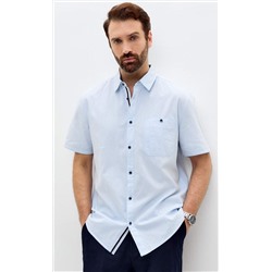 Рубашка к/р лен F611-0485 l.blue