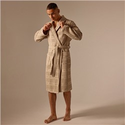 Халат вафельный мужской SL HOME: Chess «Саббиа», размер S, хлопок 100%, коричневый