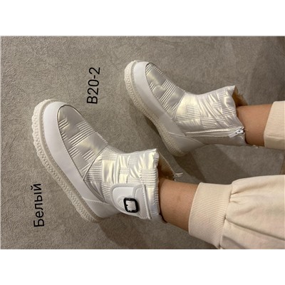 LD-750 Fashion T-B20-21-МП/Z Полусапожки женские бел нейлон+иск кожа, подклад иск мех